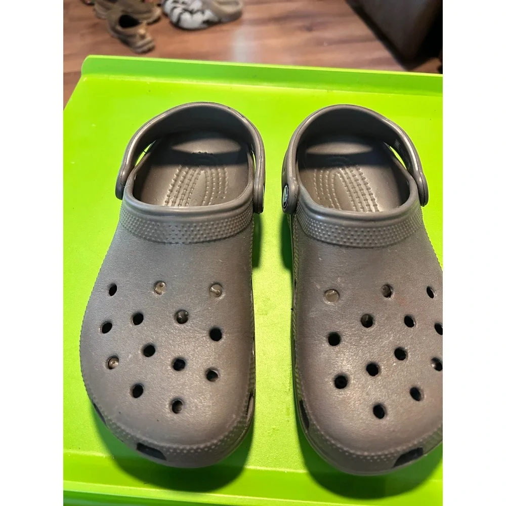 Crocs Classic Clog Kids Slate Grey Slip On Comfort Water Shoes Size J6 8 M6 W8
